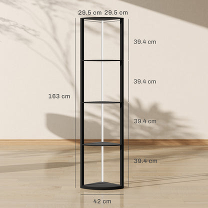 RGB LED Floor Lamp with Shelves, 4-Tier Dimmable Standing Lamp with Remote Control, Black