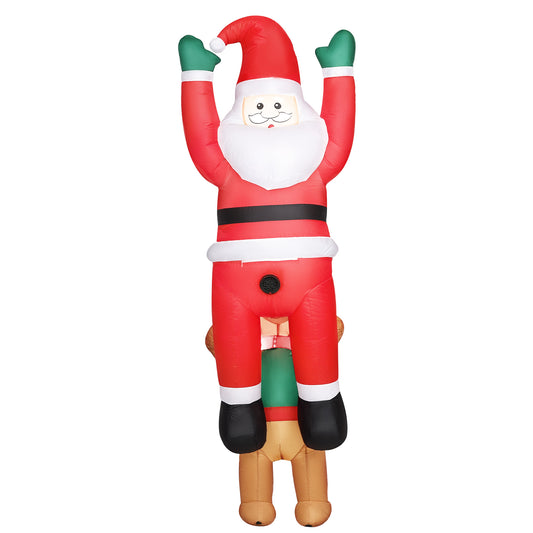7FT Hanging Christmas Inflatable Santa with Dog, Christmas Blow Up Decoration with Built-in LED Lights for Garden