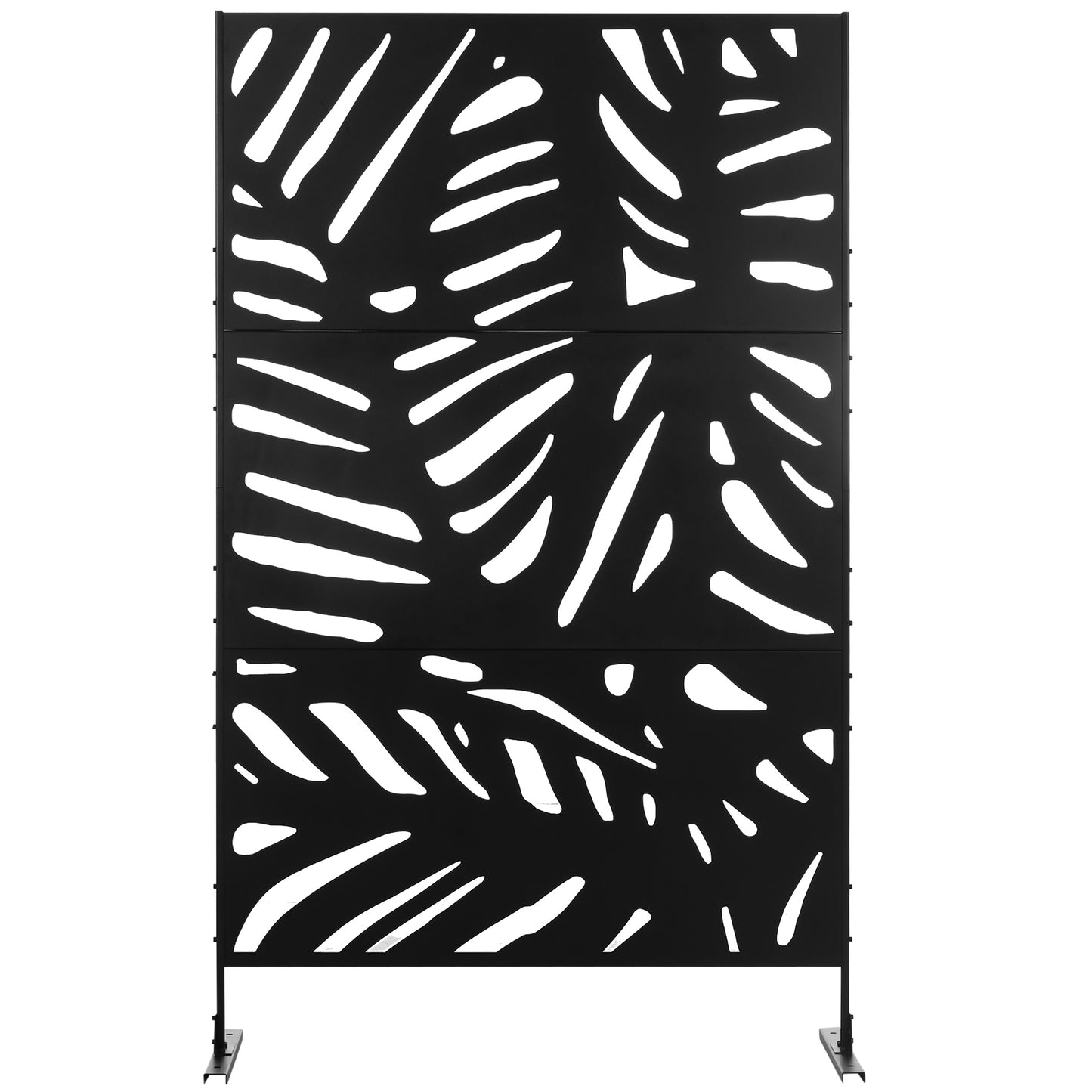 Decorative Garden Privacy Screen with Stand, 6.5FT Freestanding Metal Outdoor Divider