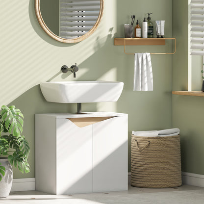 Under Sink Bathroom Cabinet, Bathroom Storage Cabinet with Soft-Close Doors, for Basin without Pedestal, White