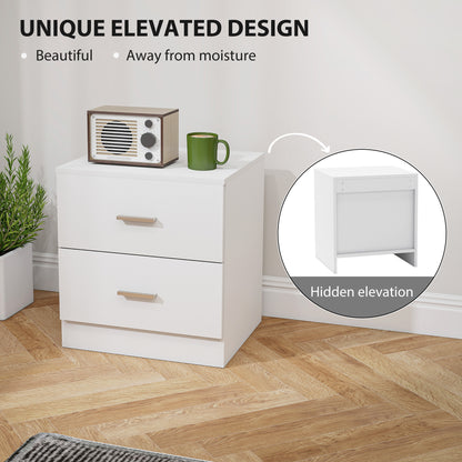 Modern Bedside Table, Beside Cabinet with 2 Drawers, for Bedroom, Living Room, White