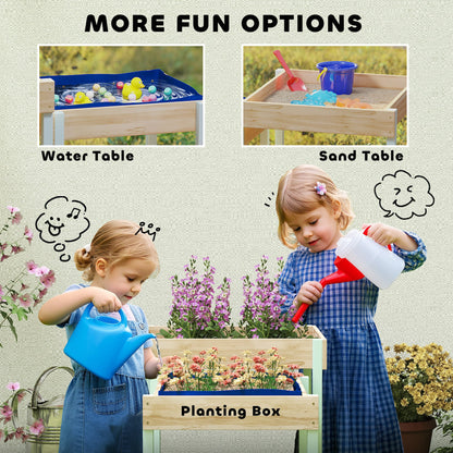 2 PCS Wooden Outdoor Sand and Water Play Tables with Bottom Liner for Kids Aged 3-8 Years Old, Natural Wood Finish