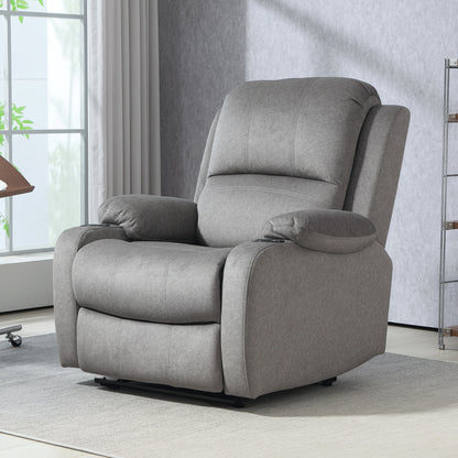 Microfibre Manual Reclining Armchair with 135° Recline Back and Footrest - Grey