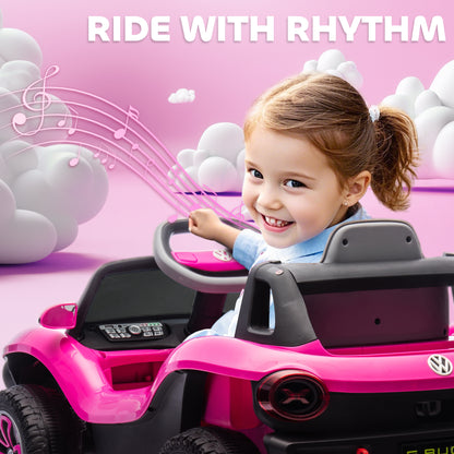 Volkswagen Licensed Kids Electric Car with Remote Control for Ages 3-6 Years, Pink
