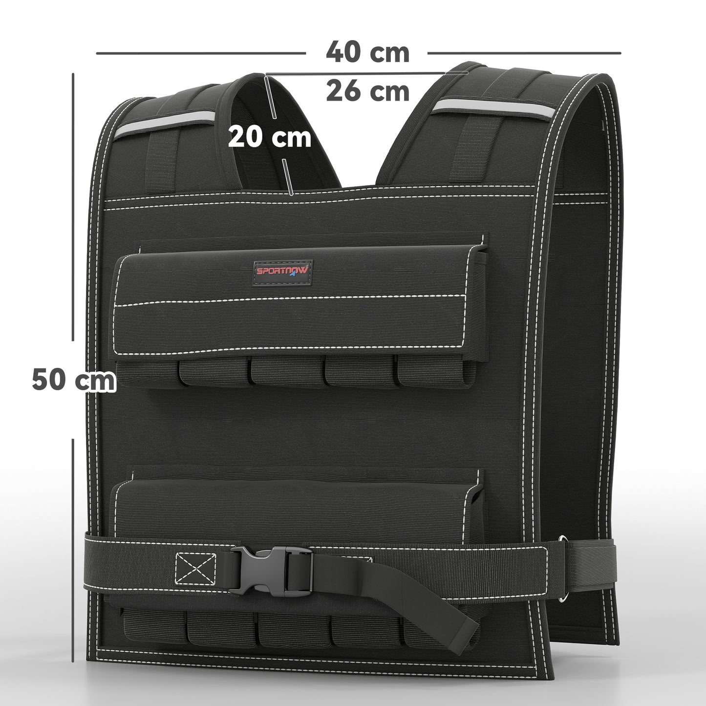 20KG Adjustable Weighted Vest, Running Weight Vest, with 30 Metal Weights, Reflective Strips, for Running, Exercise