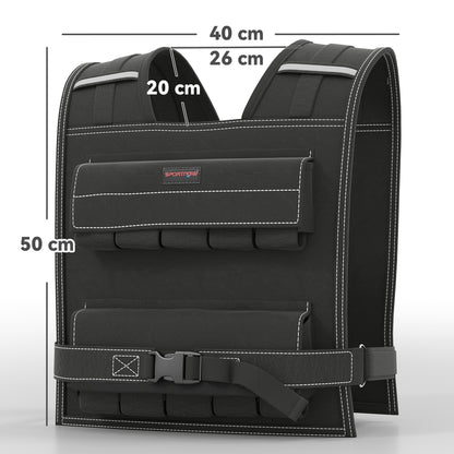 20KG Adjustable Weighted Vest, Running Weight Vest, with 30 Metal Weights, Reflective Strips, for Running, Exercise
