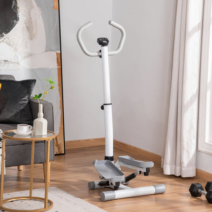 Adjustable Twist Stepper Aerobic Ab Exercise Fitness Workout Machine w/ LCD Screen, Height Adjust Handlebars for Home Gym