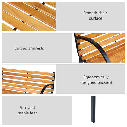 Garden Bench, 122Lx60Wx80H cm-Steel/Wood