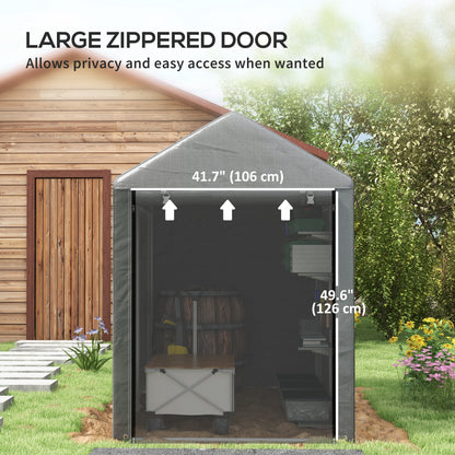 179 x 120cm Temporary Garden Shed, with Weather-resistant Plastic Cover and Accessories - Dark Grey