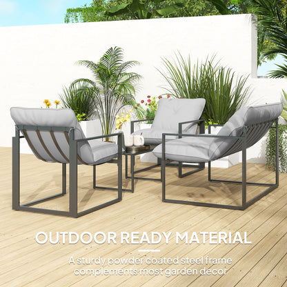 Four-Piece Relaxed Back Garden Dining Set - Black/Light Grey
