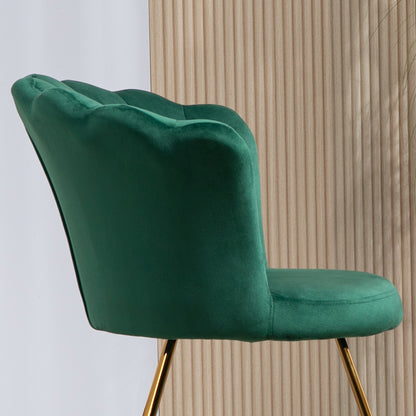 Velvet-Feel Lotus Petal Accent Chair - Green