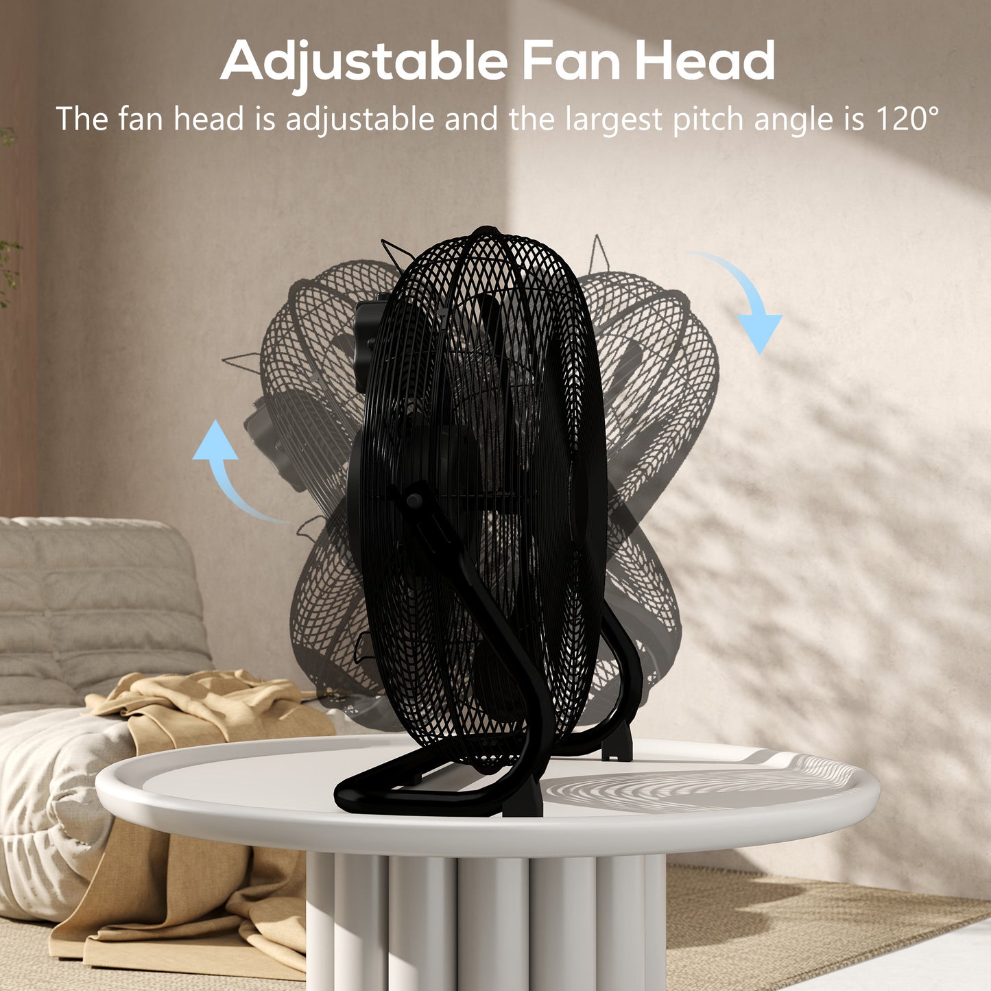 Metal Floor Fan with Tilting, High Velocity, 3 Speed, Portable Gym Fan for Home Office, Black