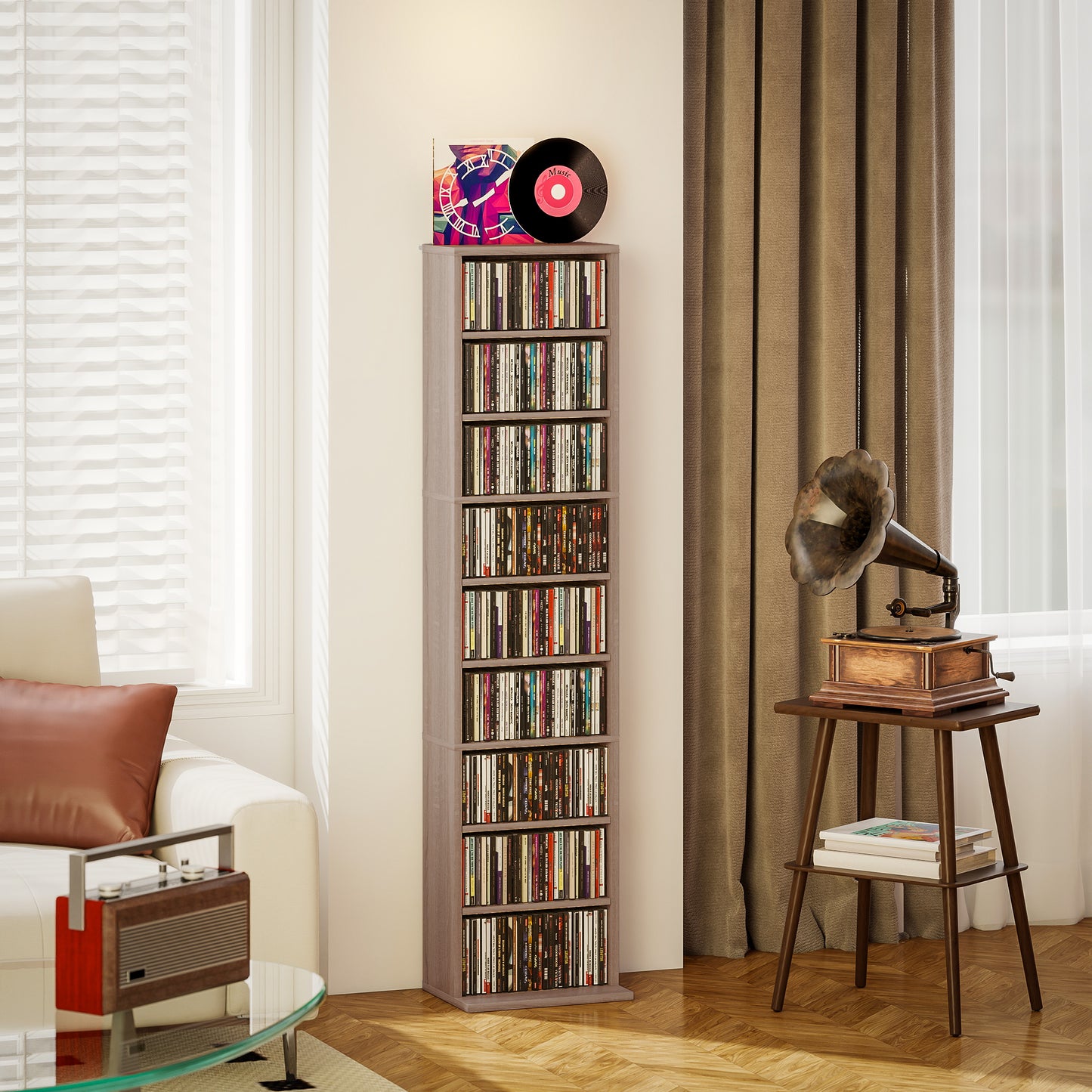 260 Narrow CD Storage Unit - Natural Wood Finish