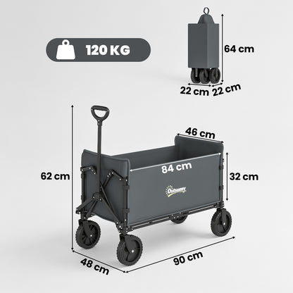 180L Festival Trolley on Wheels, Folding Compact Camping Trolley Cart with Adjustable Handle, 120 KG Capacity for Garden