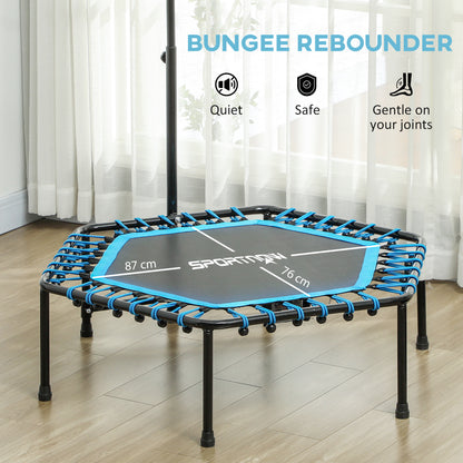 45" Rebounder Trampoline for Adults, Quiet Bungee Rebounder with LED Lights and Adjustable Handle, Blue