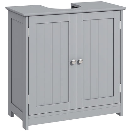 Under Sink Bathroom Cabinet, Freestanding Under Sink Cabinet with 2 Doors and Adjustable Shelf for Basin without or with Pede