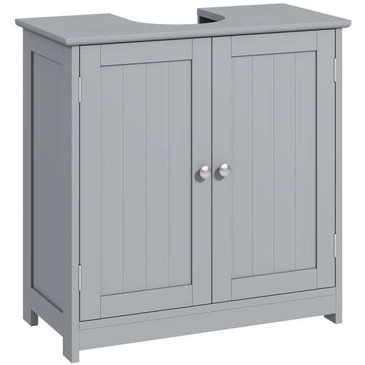 Under Sink Bathroom Cabinet, Freestanding Under Sink Cabinet with 2 Doors and Adjustable Shelf for Basin without or with Pede