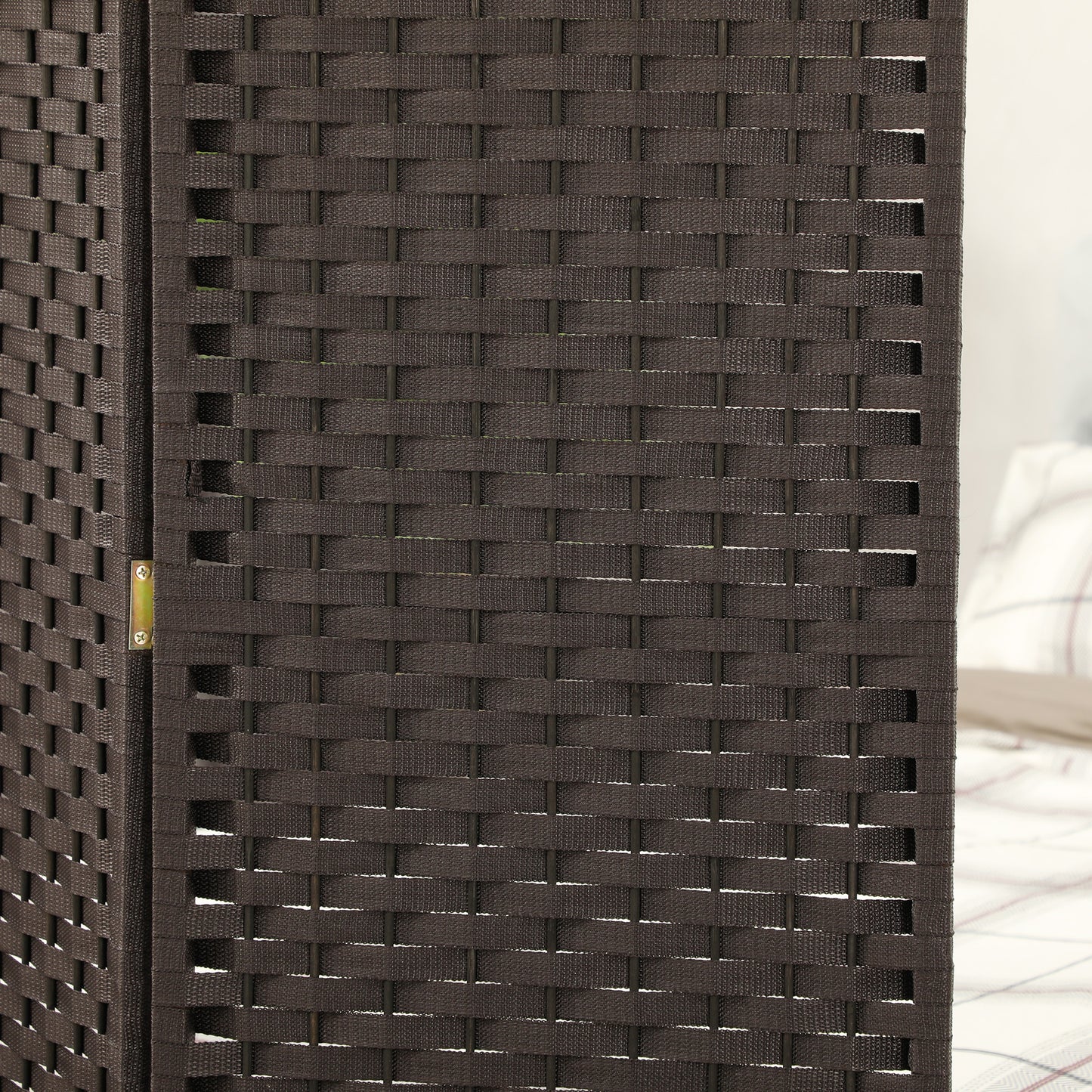 4 Panel Folding Room Divider, Freestanding Privacy Screen for Living Room, Bedroom and Office, 160 x 170cm, Brown