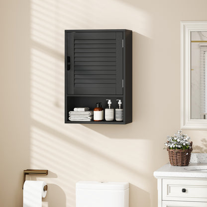 Bathroom Cabinet, Wall Mounted Storage Cabinet with Adjustable Shelves, 40 x 20 x 60 cm, Black