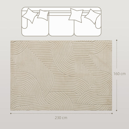 Modern Geometric Rug, Thick & Plush, Non-Slip, 230 x 160 cm, Cream, Living Room, Bedroom, Office