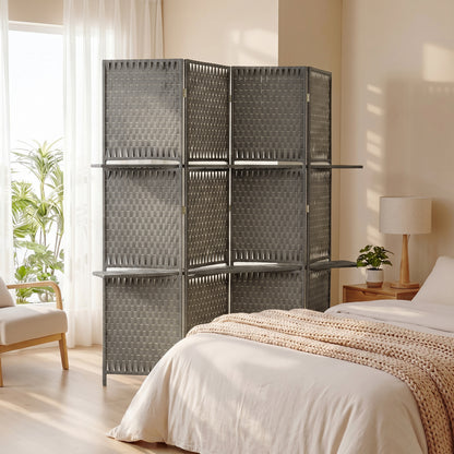 Wave Fibre Freestanding Folding Privacy Screen Panels, Room Divider, Grey