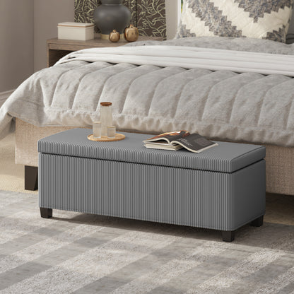 84L Corduroy Storage Ottoman - Grey