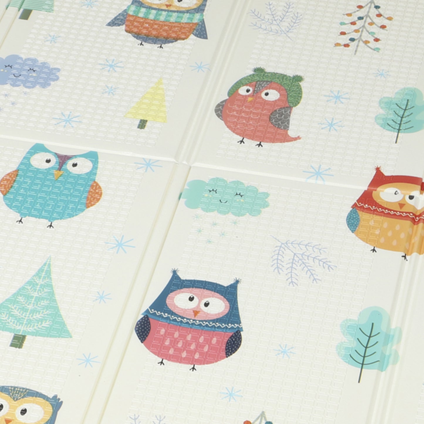 Foldable Baby Plat Mat Double Sided, Kids Floor Mat for Crawling, 200L x 150W cm, Car track and Owl Theme