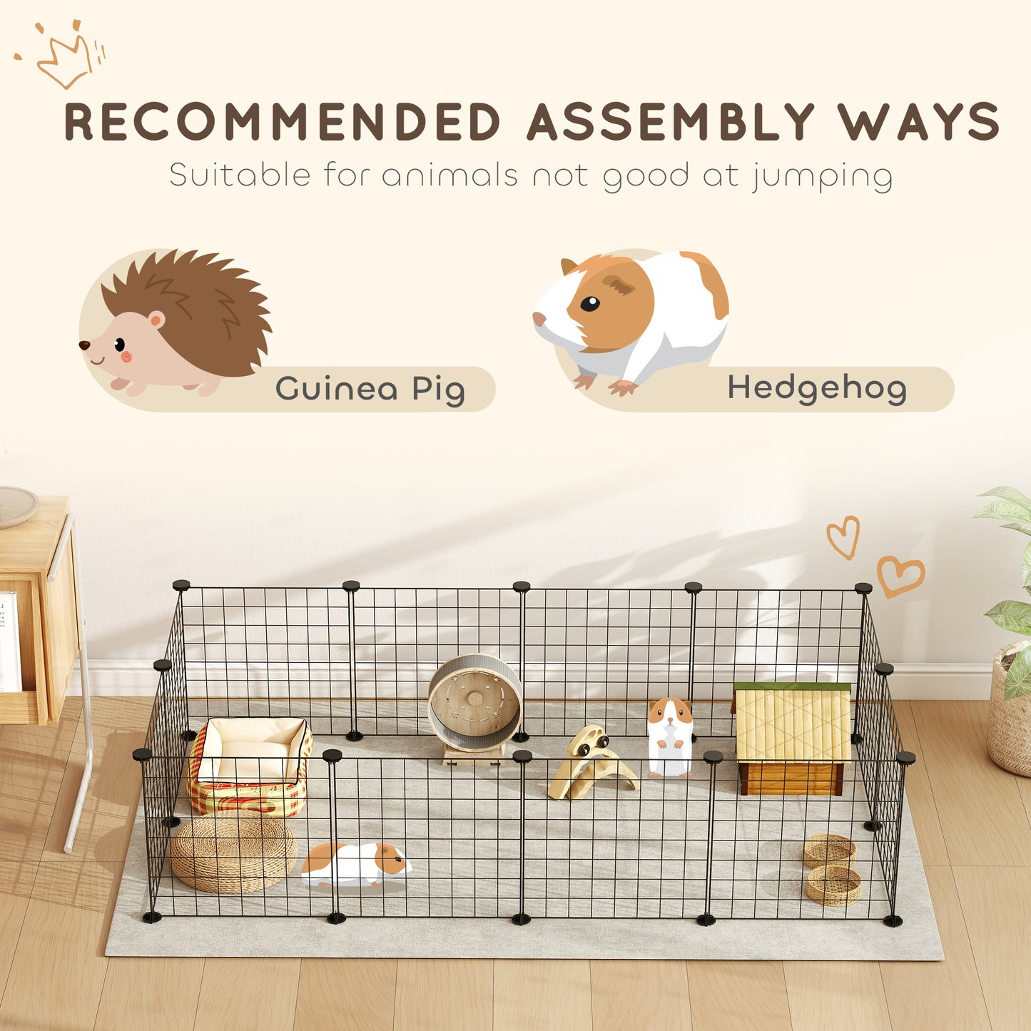 DIY Pet Playpen Metal Wire Fence 12 Panel Enclosure Indoor Outdoor Guinea Pig Bunny Small Animals Cage Black