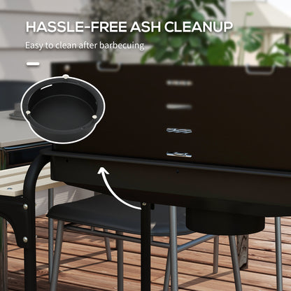 Charcoal Barbecue Grill with Adjustable Grill Height, Portable BBQ Trolley