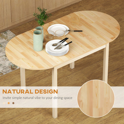 4-6 Person Wooden Drop-Leaf Table - Natural Finish