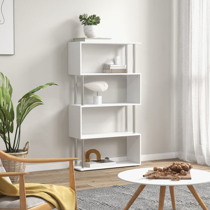 S Shape Bookcase, 5 Tiers Bookshelf, Modern Freestanding Storage Shelf for Home Office, Study, Living Room, 80 x 30 x 145cm
