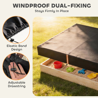 Sandbox Cover, Square Sandpit Cover Waterproof Dustproof UV Protection, Sandbox Canopy with Drawstring and Elastic Band