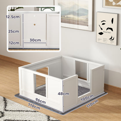 Whelping Box for Dogs with Whelping Pad, Adjustable Entrance, Non-slip Foot Pads, for Medium Dogs, 100 x 96cm