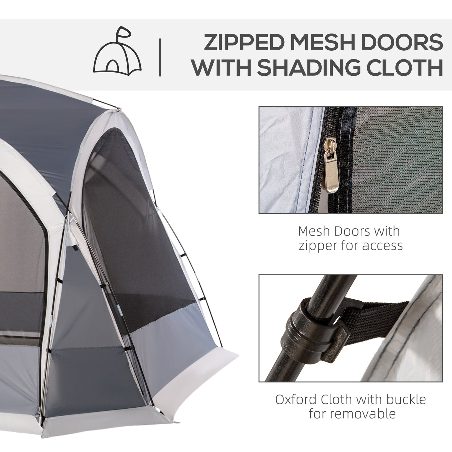 Dome Tent for 6-8 Person, Camping Tent with 4 Zipped Mesh Doors, Removable Oxford Cloth, Lamp Hook, Portable Carry Bag