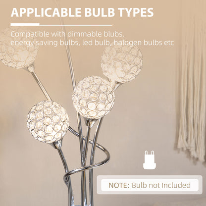 Floor Lamps for Living Room Bedroom with 5 Light, Modern Upright Standing Lamp, 34x25x156cm, Silver