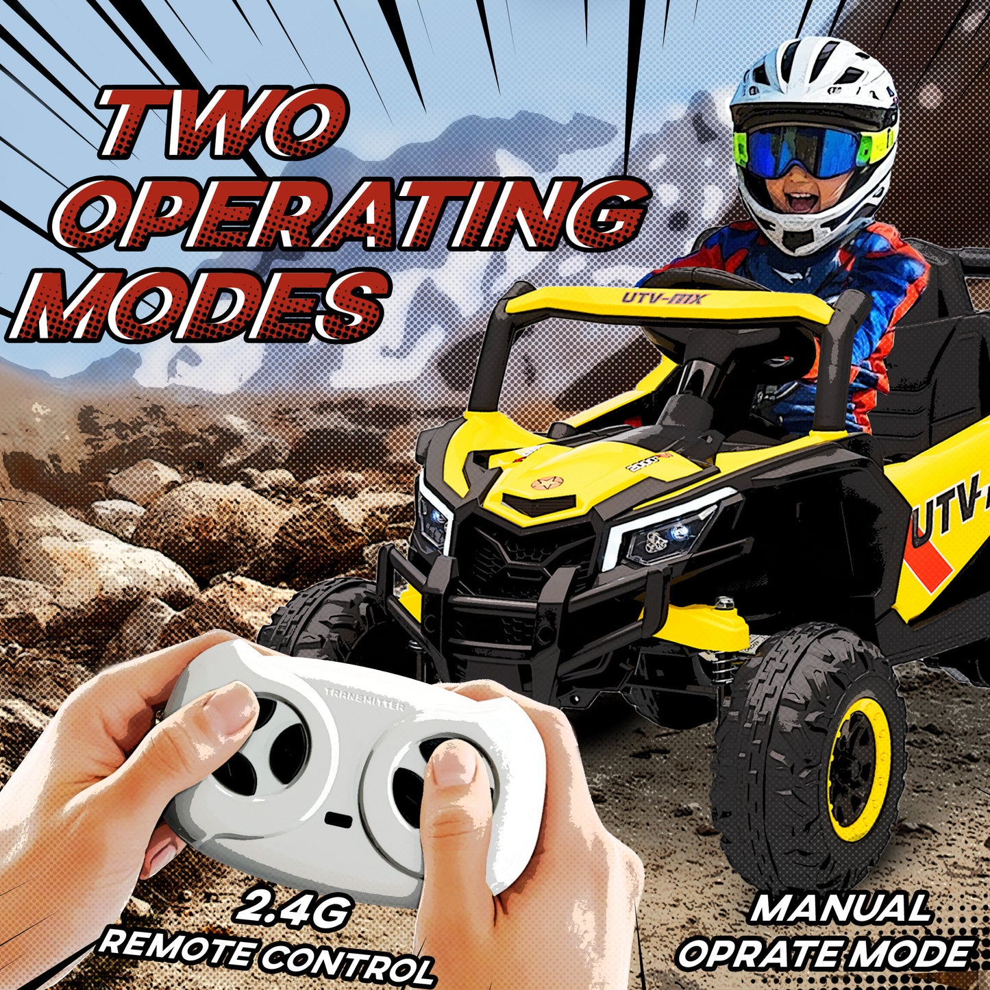 12V Kids Ride On Car with Remote Control, Kids Electric Car with Suspension System, Music, for Kids 3-5 Years, Yellow