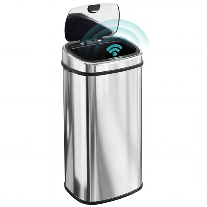 68L Automatic Sensor Bin, Touchless Stainless Steel Kitchen Rubbish Bin, Hands-Free Infrared Waste Dustbin