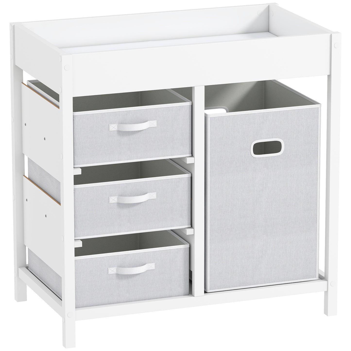 Baby Changing Unit with 4 Storage Drawers, Mat for Bedroom Nursery, 84 x 84.5 cm, White