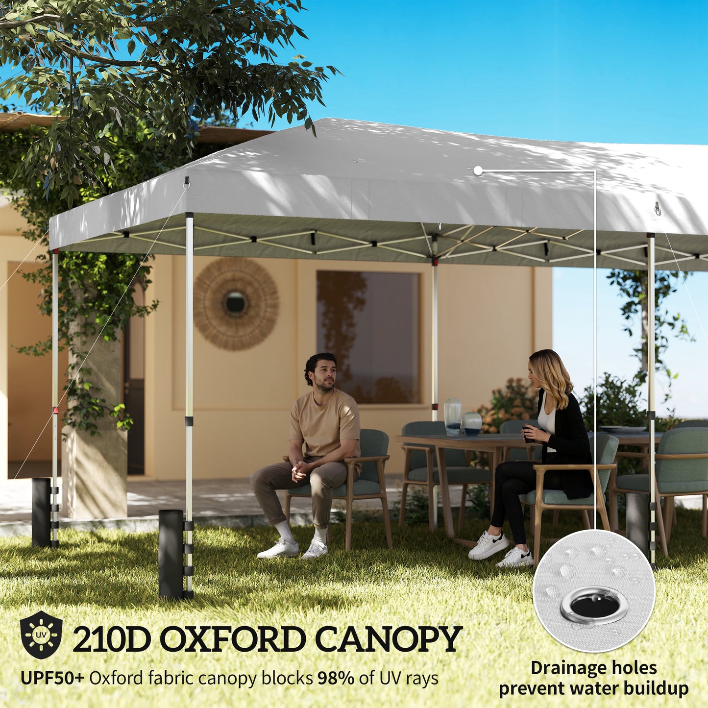 3 x 6 m Pop Up Canopy with UV50+ Protection Garden Gazebo with 6 Sidewalls, White