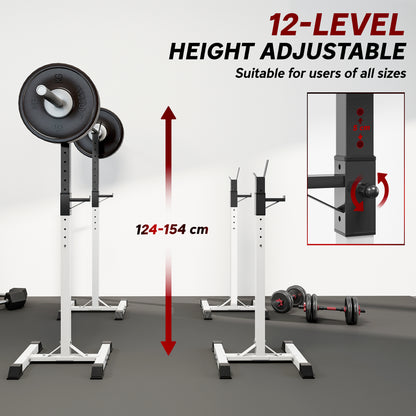 Heavy Duty Weight Bar Barbell Squat Stand Barbell Rack Spotter, for Home, Gym - Black