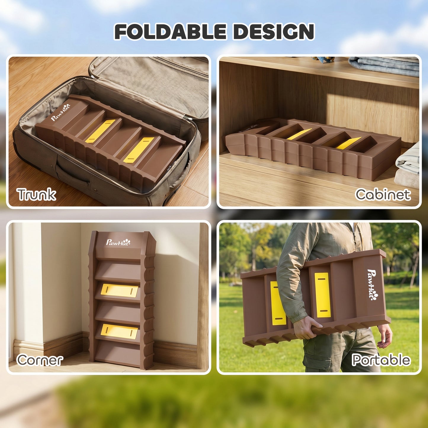 Dog Car Ramp with Anti-Slip Steps, 10-Steps Pet Stairs for Pets to Access Cars and High Beds, Brown