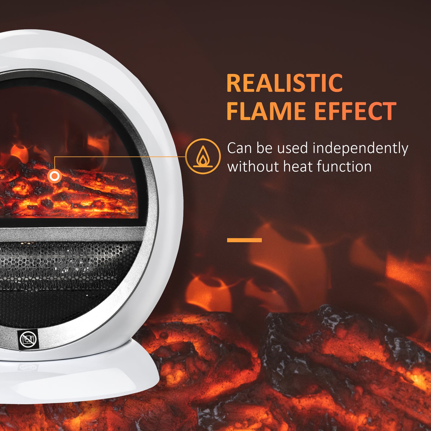 Freestanding Electric Fireplace Indoor Space Table Top Heater with Realistic Flame Effect, Rotatable Head