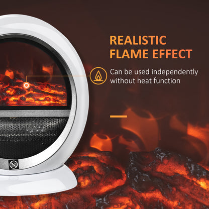 Freestanding Electric Fireplace Indoor Space Table Top Heater with Realistic Flame Effect, Rotatable Head