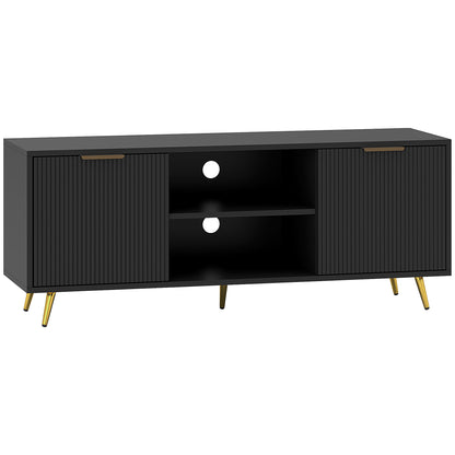 Modern TV Stand Cabinet for TVs up to 55", TV Unit with 2 Open Shelves and 2 Cabinets