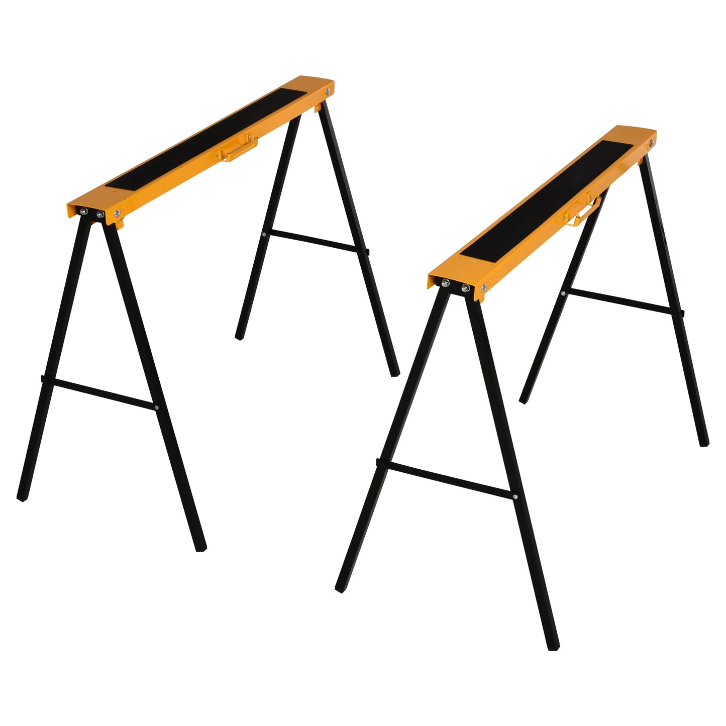 2PCS Saw Horse Twin Pack Folding Workbench Metal Trestle Stands with Non-slip EVA Surface for Sawing Work Max Load 125kg