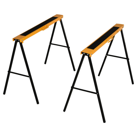 2PCS Saw Horse Twin Pack Folding Workbench Metal Trestle Stands with Non-slip EVA Surface for Sawing Work Max Load 125kg