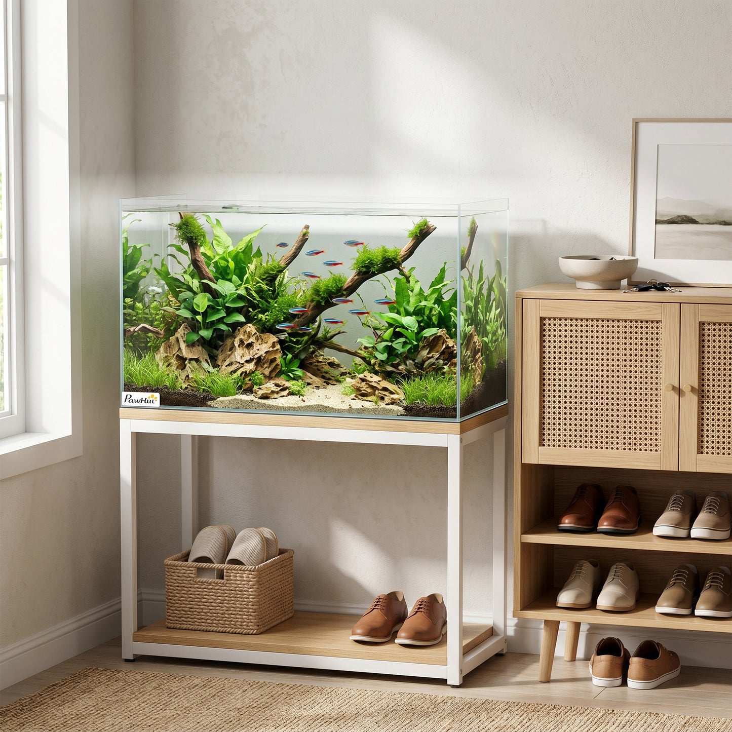 Fish Tank Bare Glass for DIY Glass Aquarium with Protective Base Mat 43L Transparent for Fish Shrimps