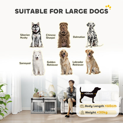 98cm Dog Crate Furniture with Removable Cushion for Large Dogs - Grey