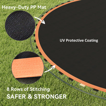 Trampoline Replacement Mat with Spring Pull Tool, 42 V-Hooks, for 8ft Trampoline using 14cm Springs, Orange