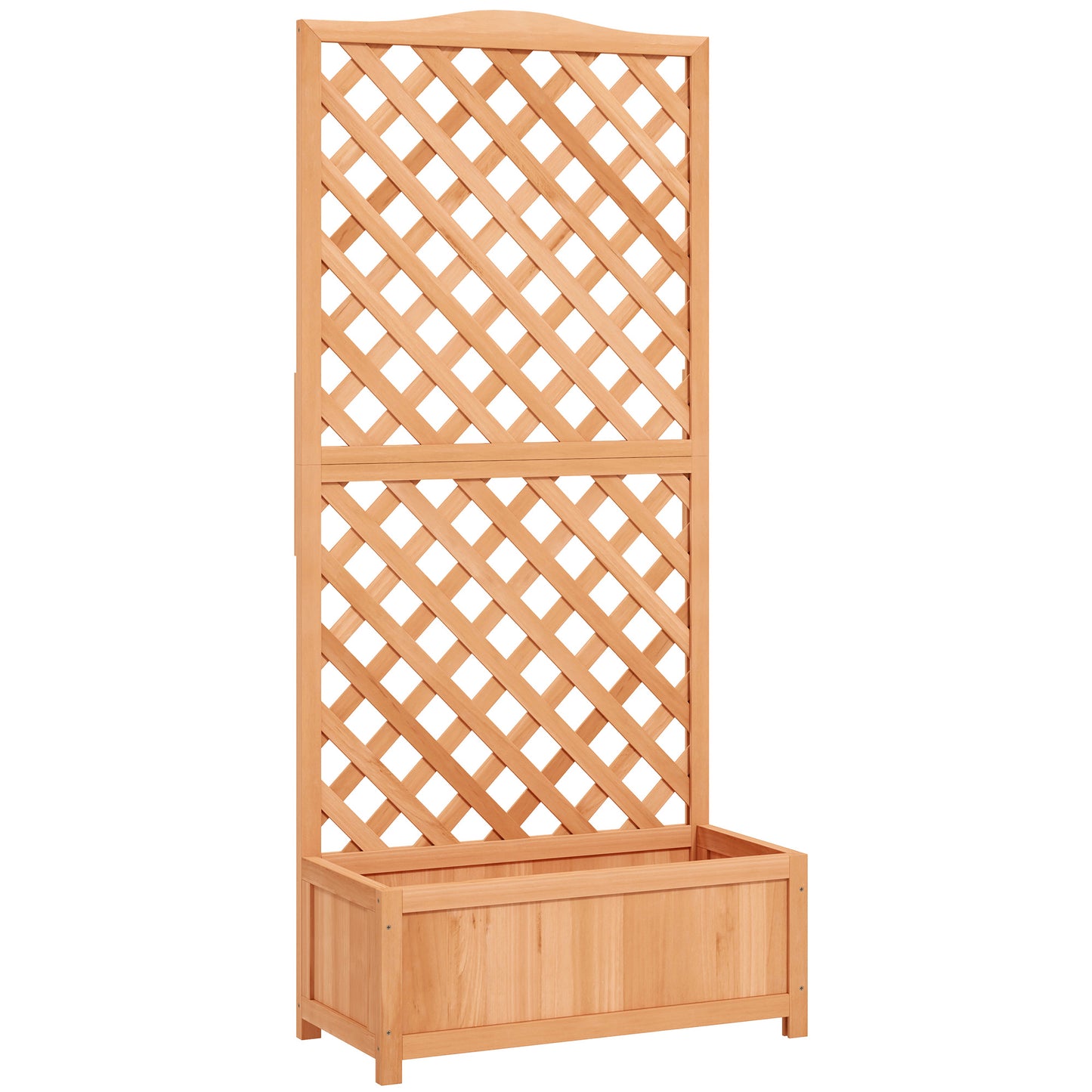 Wooden Planter with Trellis, Freestanding Raised Bed for Garden with Lattice, Outdoor Planter Box for Climbing Plants, Vines